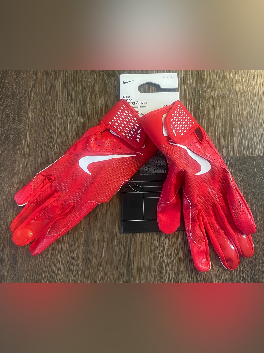 Nike Red Football Grip Gloves with White Swoosh